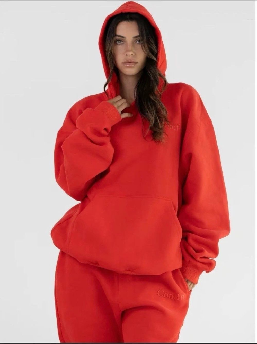 Comfrt Red Oversized Pullover Hoodie